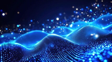 Abstract digital wave of glowing particles