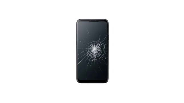 Broken smartphone screen, a closeup view of mobile device damage and repair needs