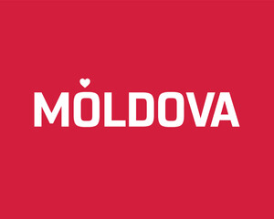 I love Moldova, I love Moldova typographic design with flag typography and heart on red background, Vector design of I love Moldova, Moldova National Day Design