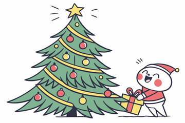 christmas tree and snowman