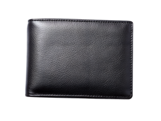 Black wallet top view isolated on transparent background