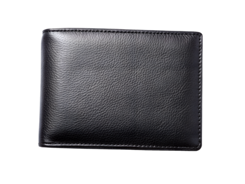 Black wallet top view isolated on transparent background