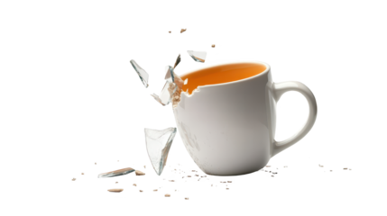 Broken coffee cup, a study in fragility and the ephemeral nature of everyday objects