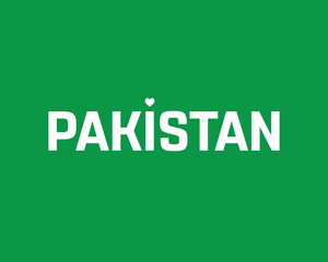 I love Pakistan, I love Pakistan typographic design with flag typography and heart on green background, Vector design of I love Pakistan, Pakistan National Day Design
