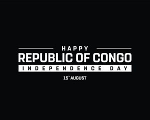 Fototapeta premium Happy Republic of Congo Independence Day on a black background, Vector design of Independence Day of Republic of Congo, Typographic Design of Republic of Congo National Day, Flag typography of Congo