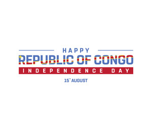 Happy Republic of Congo Independence Day on a white background, Vector design of Independence Day of Republic of Congo, Typographic Design of Republic of Congo National Day, Flag typography of Congo