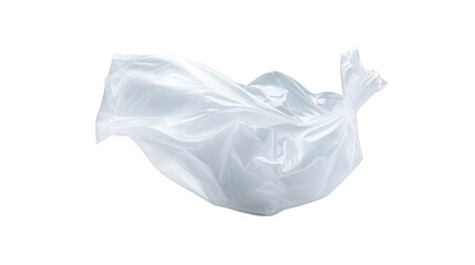 Fototapeta premium Striking contrast, isolated white plastic bag on black background for design mockup, texture, and minimalist photography