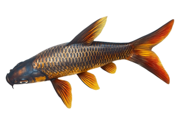 Black and Copper Koi Fish, Isolated on White Background