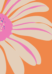 Botanical doodle background vector illustration. Floral abstract trendy design for print, wallpaper, clipart, wall art for home decoration.