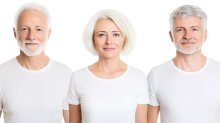 Striking portraits of three elderly men with flowing white hair and beards, a timeless depiction of wisdom age