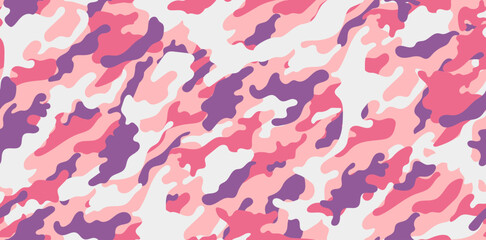 Pink camouflage pattern. Vector military pattern for clothing design.