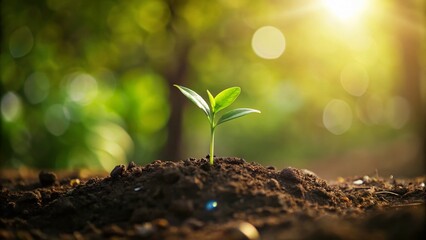 Young Sprout in Rich Soil - Gardening Time Stock Photo