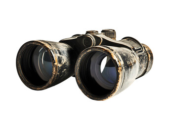 Vintage Brass Binoculars with Patina, Isolated on White