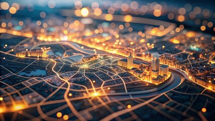Zurich City Map with Bokeh Lights: Detailed Swiss Urban Landscape