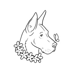 spring dog portrait outline