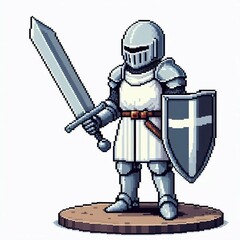 Naklejka premium Pixelated Knight in Armor Suitable for Marketing Material