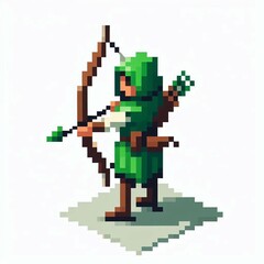 Fototapeta premium Pixelated Green Archer suitable for art exhibition