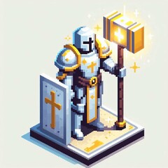 Pixelated Knight Hero  Suitable for Marketing Material