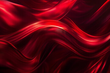 Fototapeta premium An abstract artwork with red flowing waves and glossy textures creating a sleek, modern design with bold organic shapes and high contrast