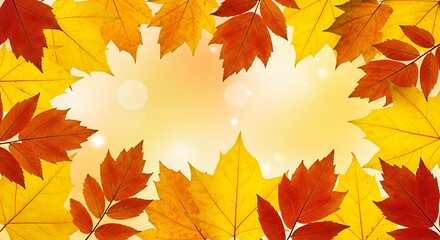 Autumn Leaves Background: Red and Yellow Fall Foliage AI Generated