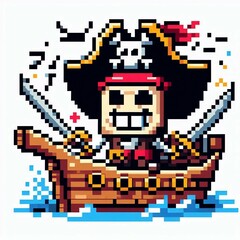 Fototapeta premium Pixelated Pirate Ship Suitable for Art Exhibition