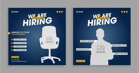 We are hiring social media post or Social Media Square Banner design template