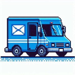 Pixelated Mail Truck suitable for editorial use