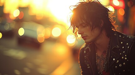 Golden Hour Rocker: A Melancholic Portrait