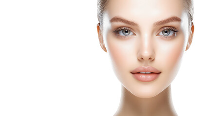 Fototapeta premium Captivating portrait, woman with enigmatic blue eyes and striking white face mysterious