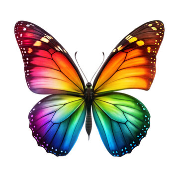 A Butterfly, Beautiful butterfly, Rainbow color butterfly on a transparent background