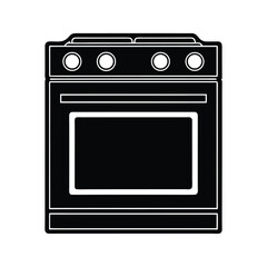 Obraz premium Oven vector Silhouette isolated on a white background.