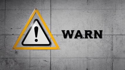 A warning sign on the side of a building with a cautionary message