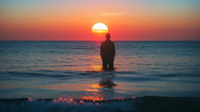 As the sun dips below the horizon, the sky becomes a canvas of brilliant hues. The ocean mirrors this breathtaking spectacle, glistening like liquid gold.