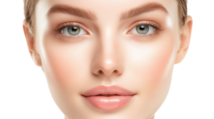 Striking blue eyes and unique white face makeup, a captivating portrait of woman