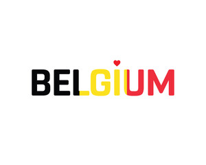 I love Belgium, I love Belgium typographic design with flag typography and heart on white background, Vector design of I love Belgium, Belgium National Day Design