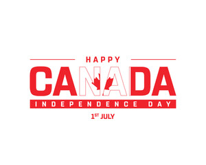 Canada Independence Day on a white background, Vector design of Independence Day of Canada, Typographic Design of Canada National Day, Flag typography of Canada
