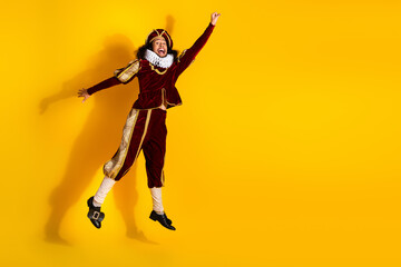 Creative expression through ancient costumes and acting in a bright yellow setting