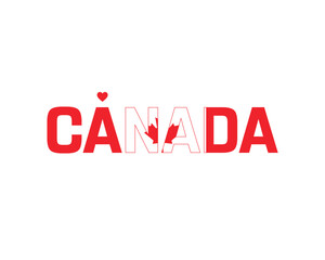 Fototapeta premium I love Canada, I love Canada typographic design with flag typography and heart on white background, Vector design of I love Canada, Canada National Day Design