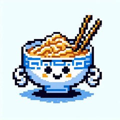 Obraz premium Cute Pixel Noodle Bowl suitable for cooking tutorial