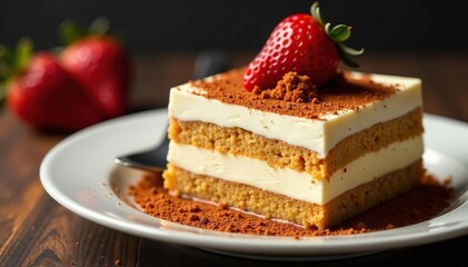 Rich, decadent tiramisu, showcasing texture and layers , italian cuisine, rich