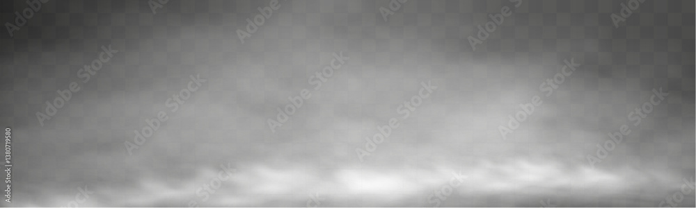 Poster realistic white smoke or mist effect with soft, swirling patterns on a transparent background. perfe