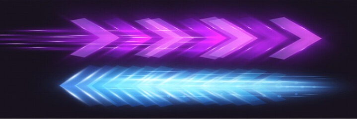 Futuristic speed background with glowing arrows and motion blur. digital abstract technology concept with fast moving elements.

