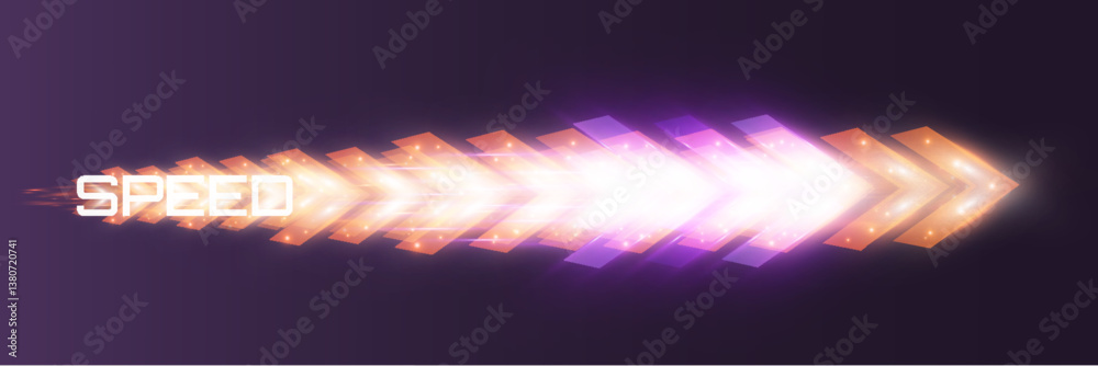Aufkleber Futuristic speed background with glowing arrows and motion blur. digital abstract technology concept with fast moving elements.
