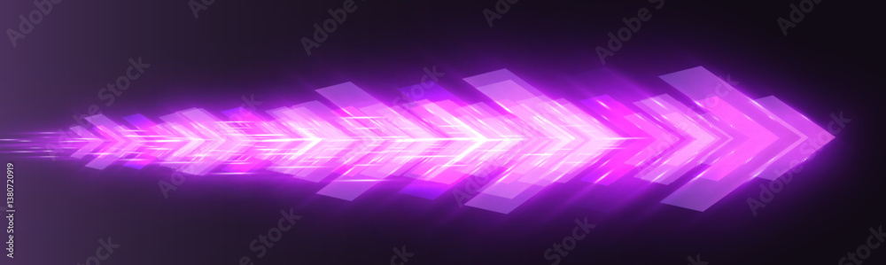 Fototapete Futuristic speed background with glowing arrows and motion blur. digital abstract technology concept with fast moving elements.
