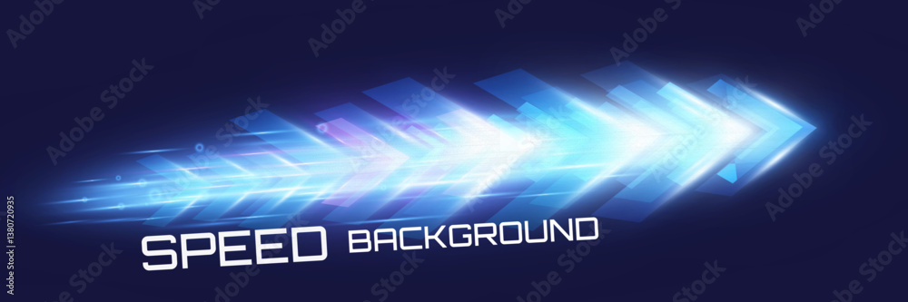 Aufkleber Futuristic speed background with glowing arrows and motion blur. digital abstract technology concept with fast moving elements.
