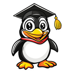 Obraz premium Happy penguin with graduation hat
