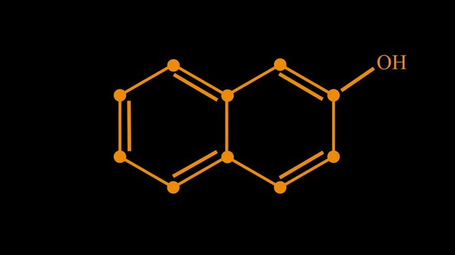 Naphthol chemical compound moleccular structure. Vector illustration. 4k
