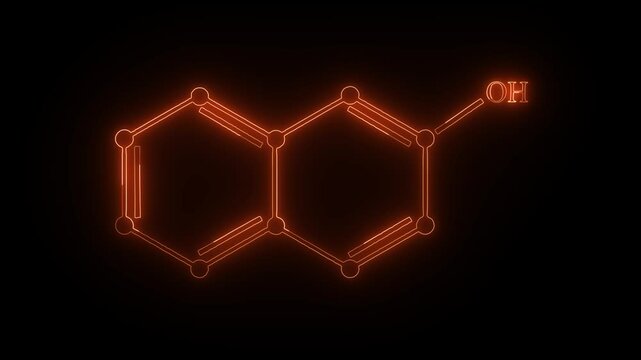 Naphthol chemical compound moleccular structure. Vector illustration. 4k
