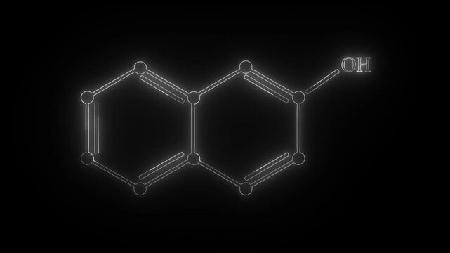 Naphthol chemical compound moleccular structure. Vector illustration. 4k