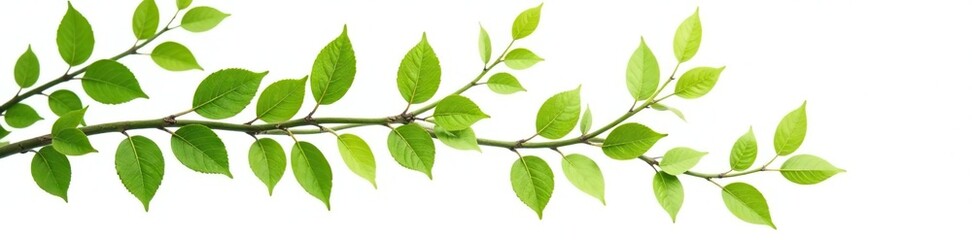Fototapeta premium Branches with leaves isolated on white background, branch detail, green, white background